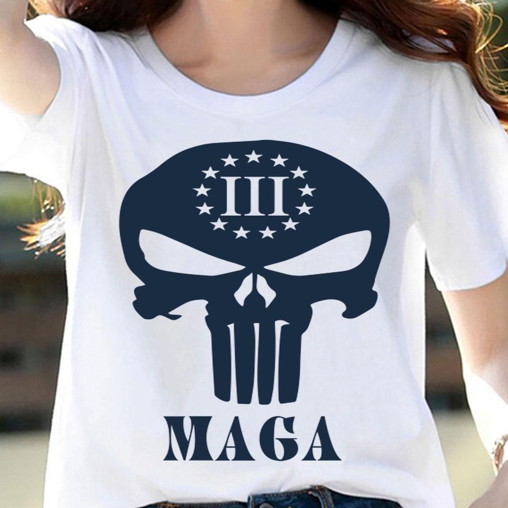 Three Percenters Skull Maga t-shirt woman shirt