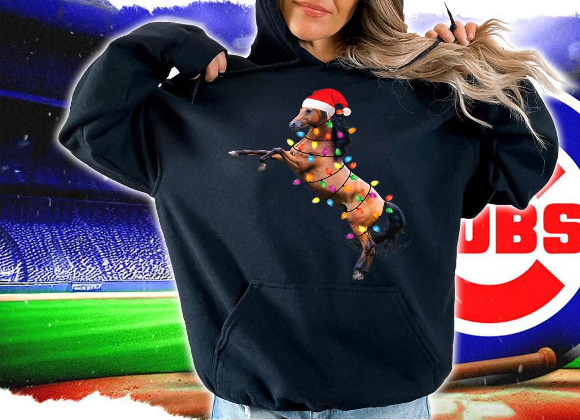 Christmas Lights Horse shirt Santa Funny Xmas Tree Horse sweater t-shirt hoodie