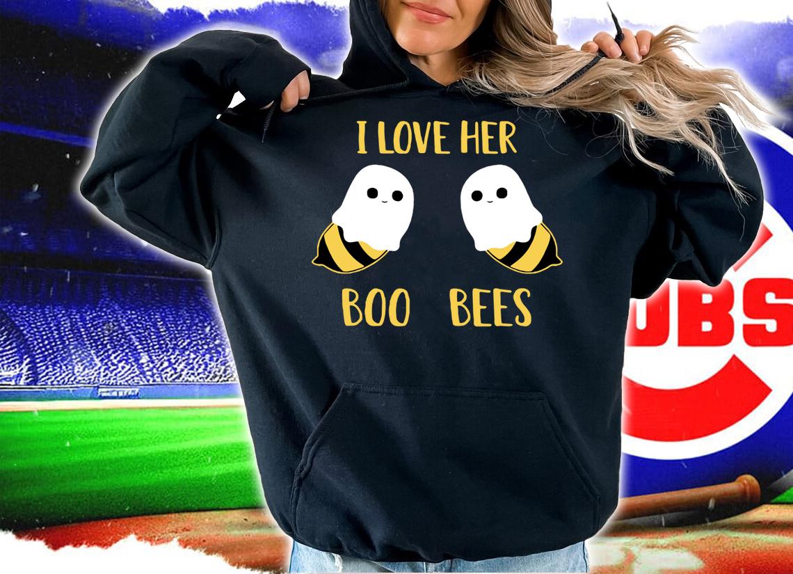 i love her boo bees ghost matching couples Halloween t-shirt hoodie
