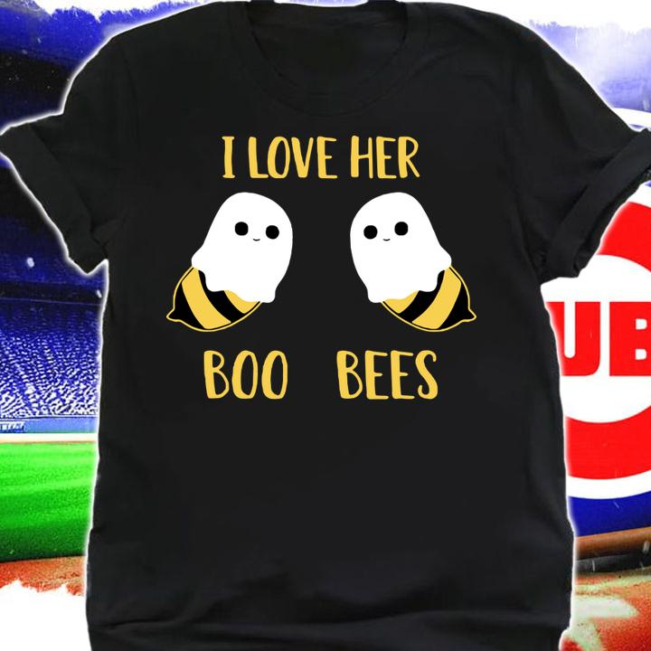 i love her boo bees ghost matching couples Halloween t-shirt shirt