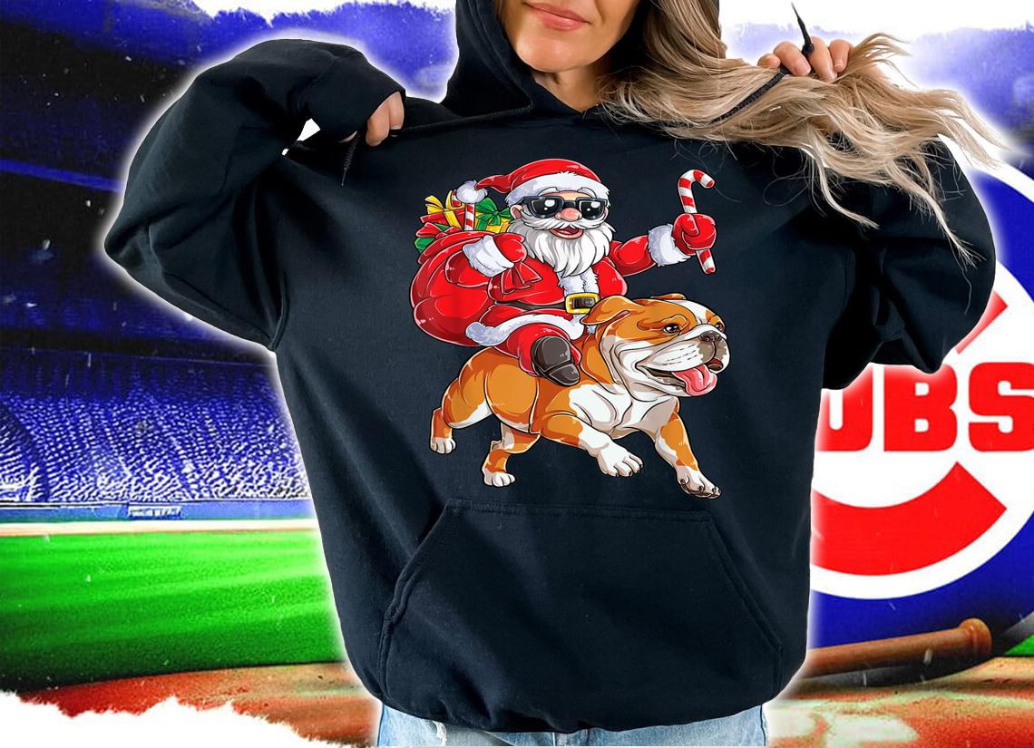 English Bulldog Christmas Santa Claus Woofmas Dog Boys t-shirt hoodie