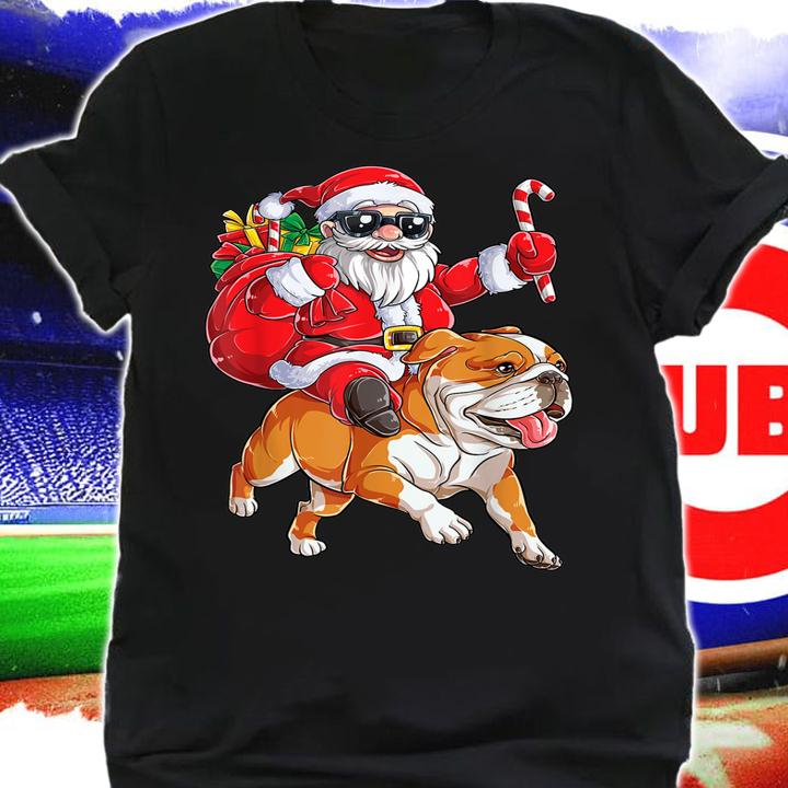 English Bulldog Christmas Santa Claus Woofmas Dog Boys t-shirt shirt