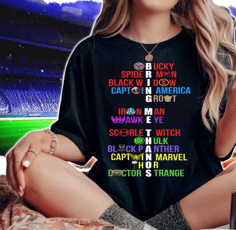 Bring Me Thanos Bucky Spiderman Black Widow Captain America Groot t-shirt woman shirt