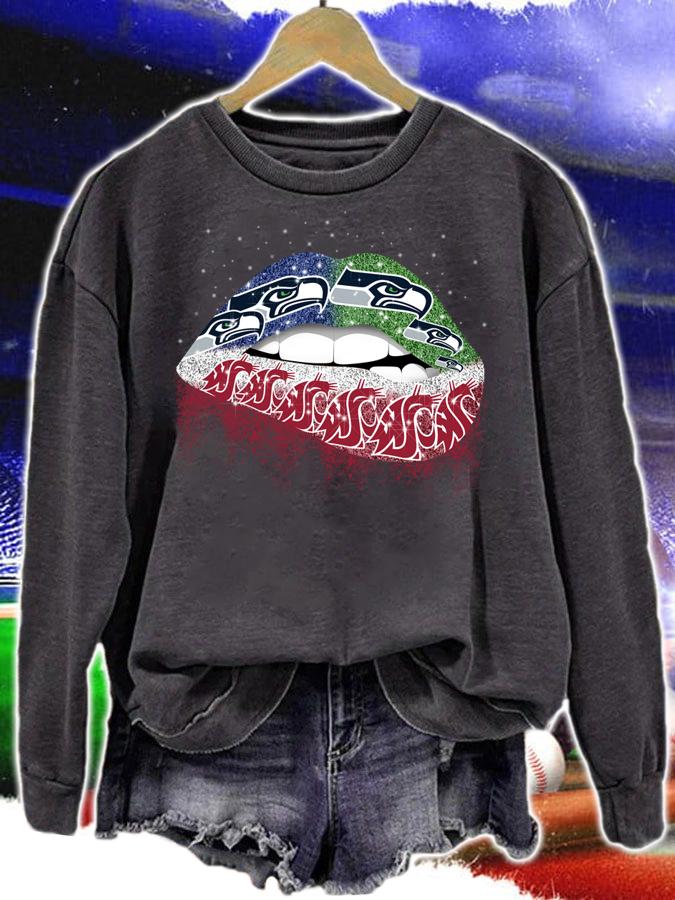 Glitter Lips Seattle Seahawks And Washington State Cougars t-shirt sweatshirt