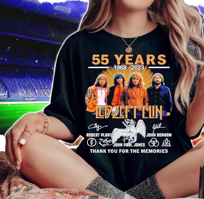 55 years 1968 2023 Led Zeppelin thank you for the memories shirt t-shirt woman shirt
