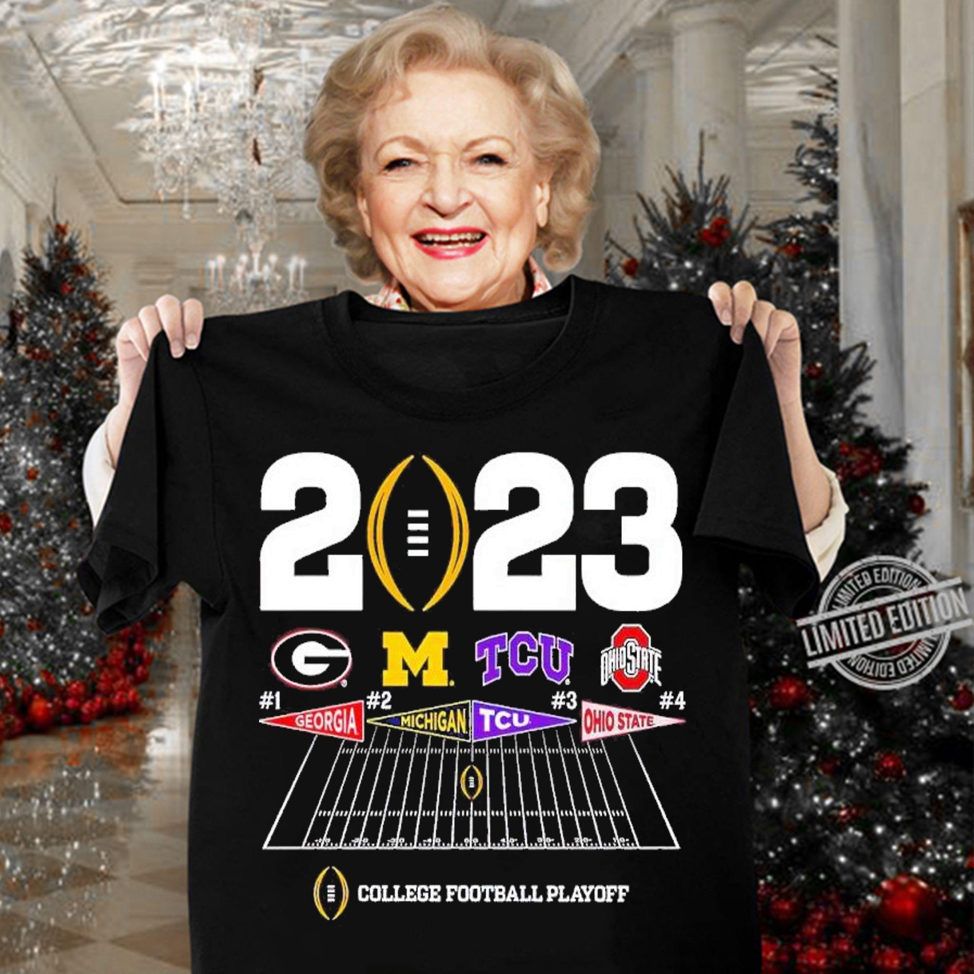 2023 College Football Playoff 4 Team Announcement shirt t-shirt woman shirt