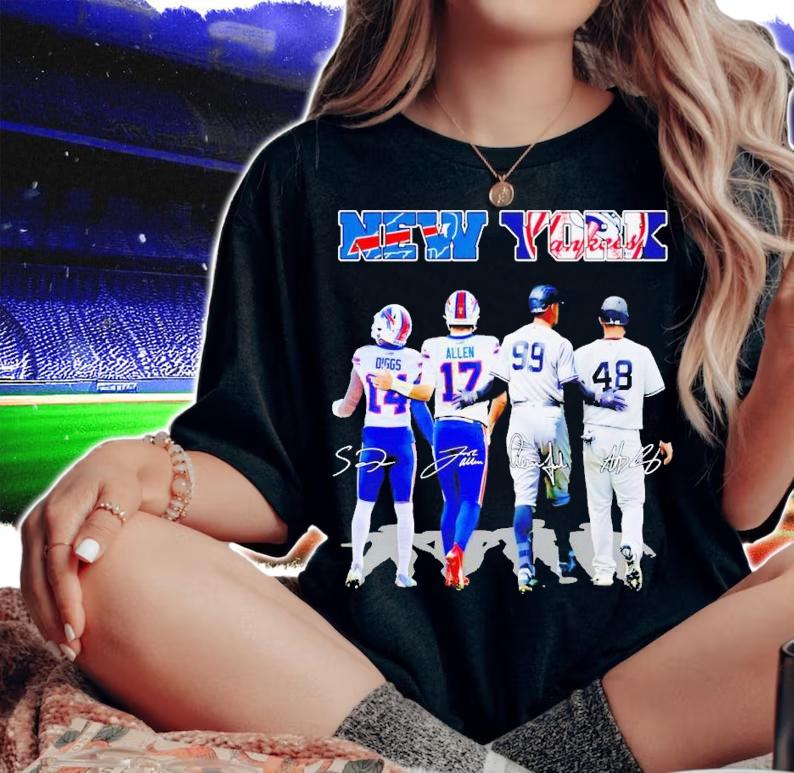 New York Josh Allen and Stefon Diggs and Aaron Judge and Anthony Rizzo signatures shirt t-shirt woman shirt