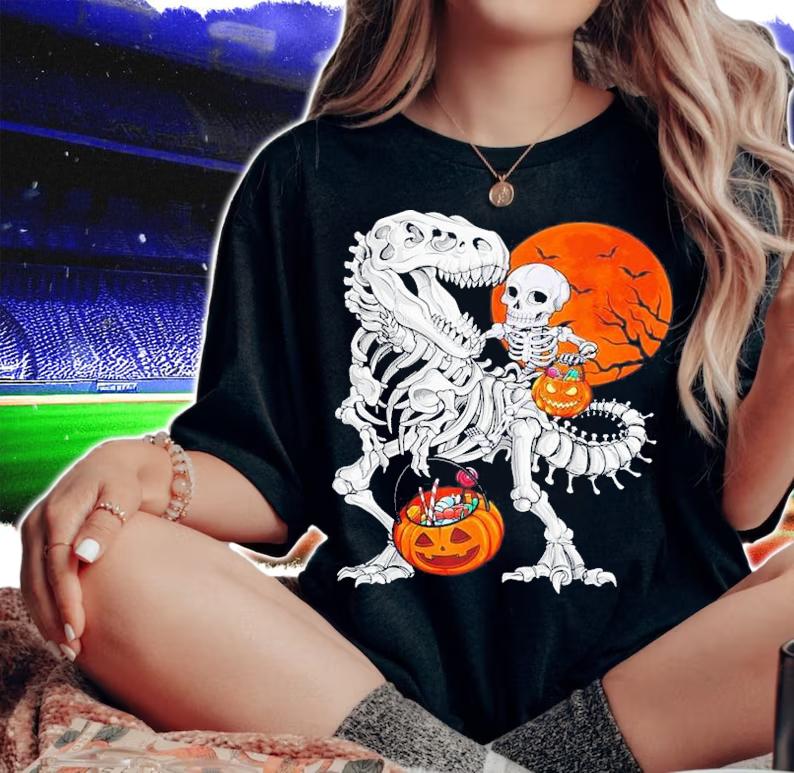 Skeleton Dinosaur T rex Boys Halloween T-Shirt t-shirt
