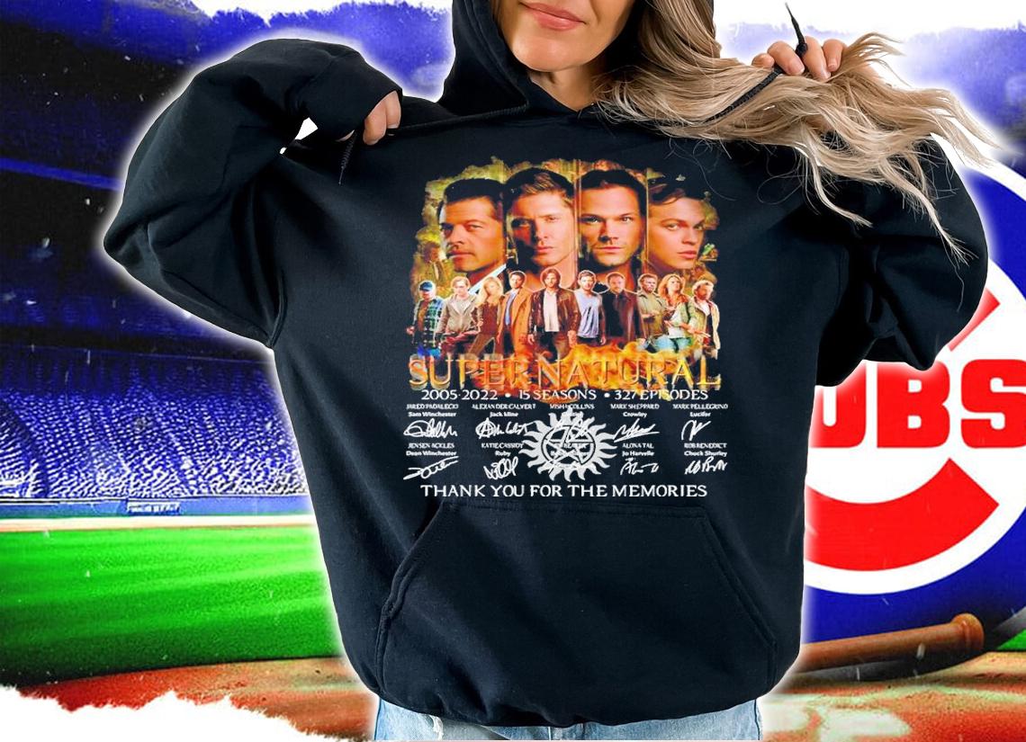 Supernatural 2005 2022 15 seasons 327 episodes thank you for the memories shirt t-shirt hoodie