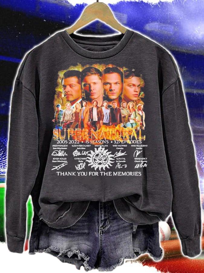 Supernatural 2005 2022 15 seasons 327 episodes thank you for the memories shirt t-shirt sweatshirt
