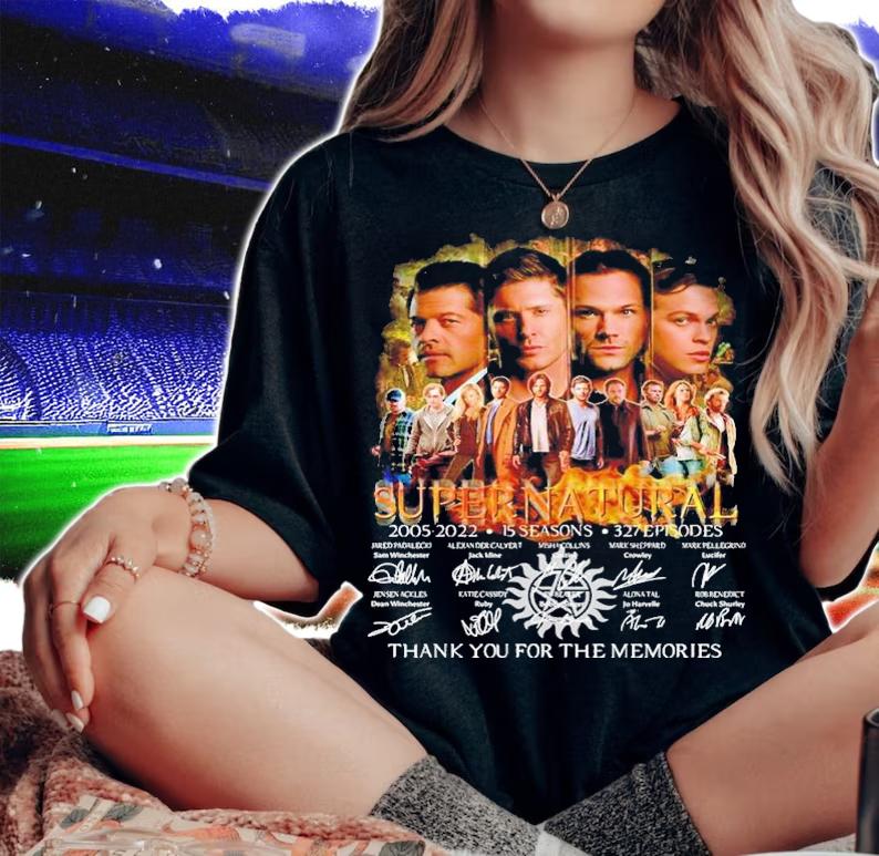 Supernatural 2005 2022 15 seasons 327 episodes thank you for the memories shirt t-shirt woman shirt