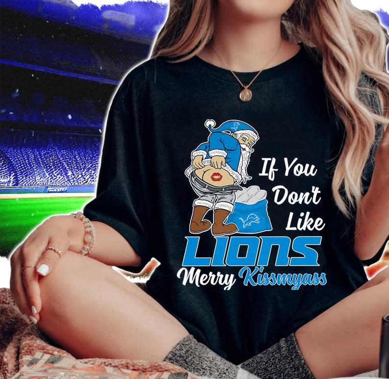 Santa Claus If You Dont Like Detroit Lions Merry Kissmyass Christmas t-shirt