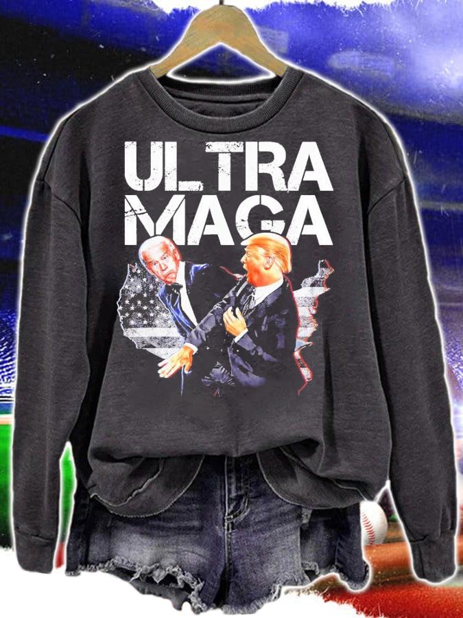 Ultra Maga Pro Trump 2024 Slap Biden USA Flag 4th Of July T-Shirt t-shirt sweatshirt