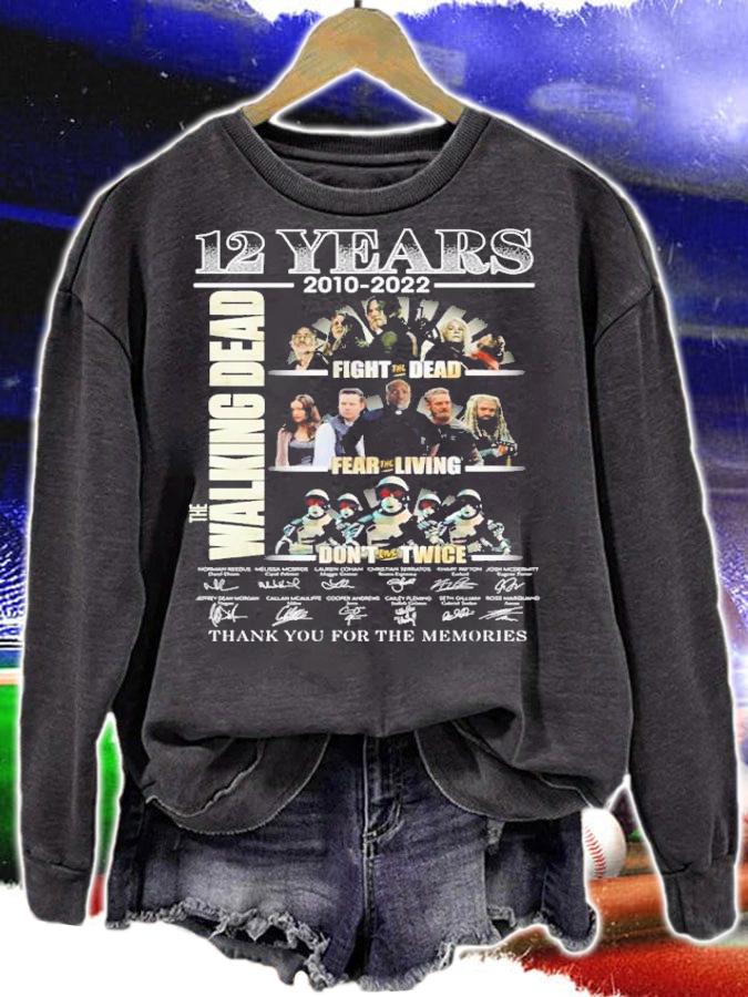 12 Years 2010-2022 The Walking Dead Fight The Dead Fear The Living Signatures Thank You For The Memories Shirt t-shirt sweatshirt