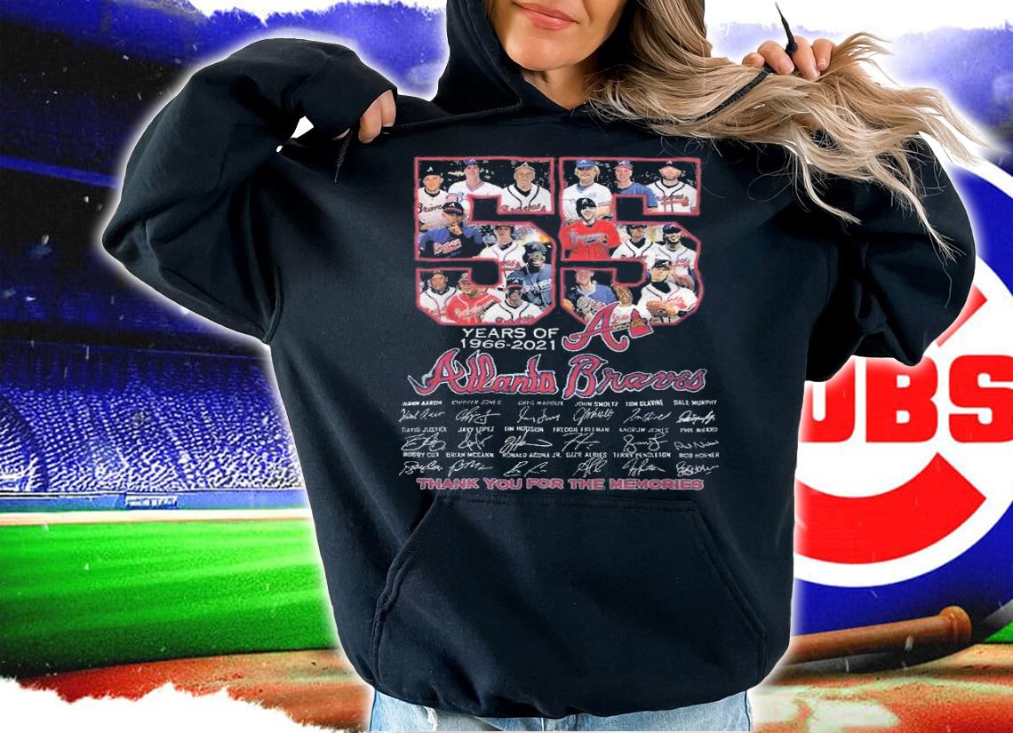 55 Years Of 1966-2021 Atlanta Braves Signatures Thank You For The Memories Shirt t-shirt hoodie