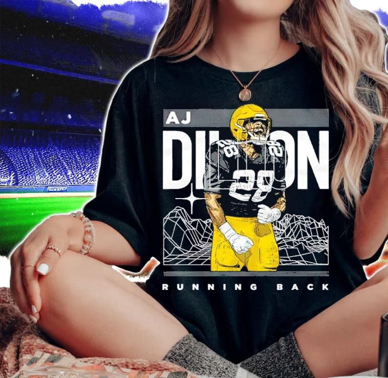 A.J. Dillon Cyber Green Bay Football Shirt t-shirt