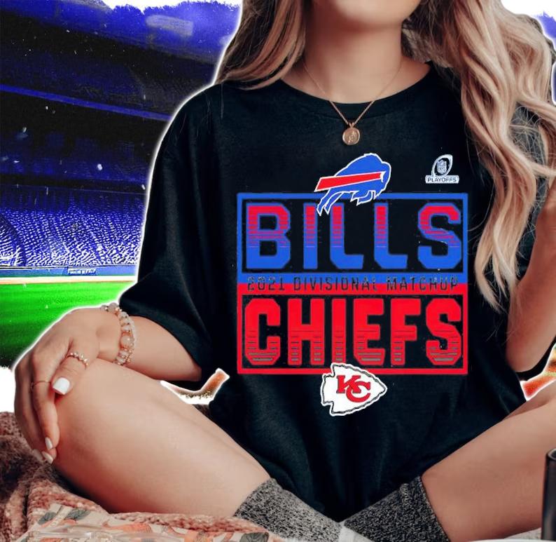 Buffalo Bills Vs. Kansas City Chiefs 2021 NFL Playoffs Divisional Matchup Stacked Rivalry Shirt t-shirt woman shirt