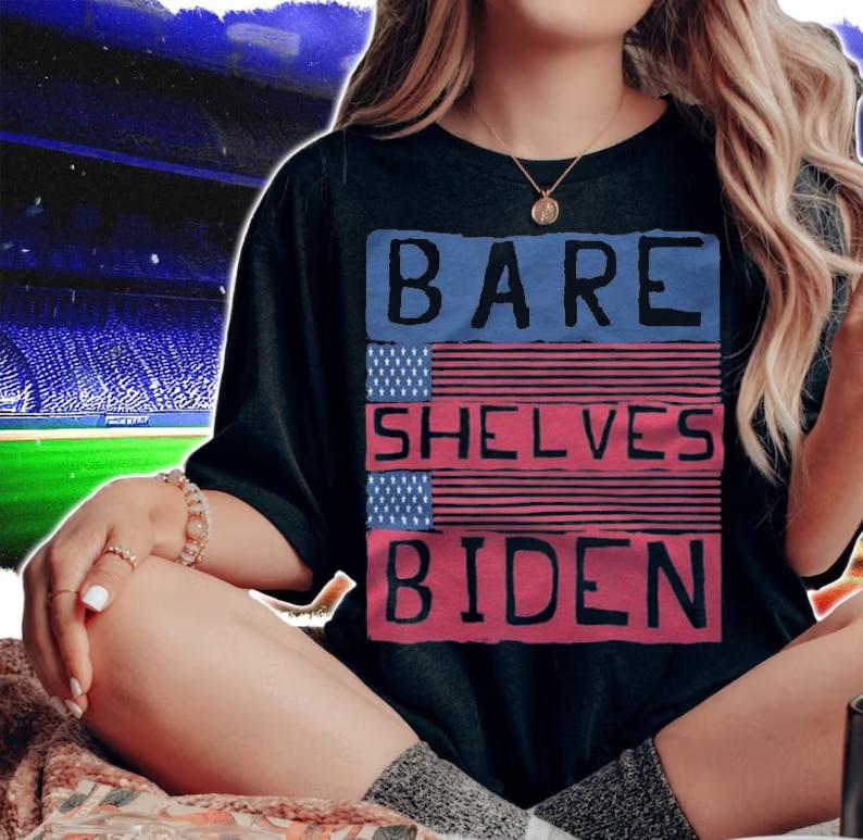 Hot bare Shelves Biden USA Flag Anti Joe Biden FJB T-Shirt t-shirt