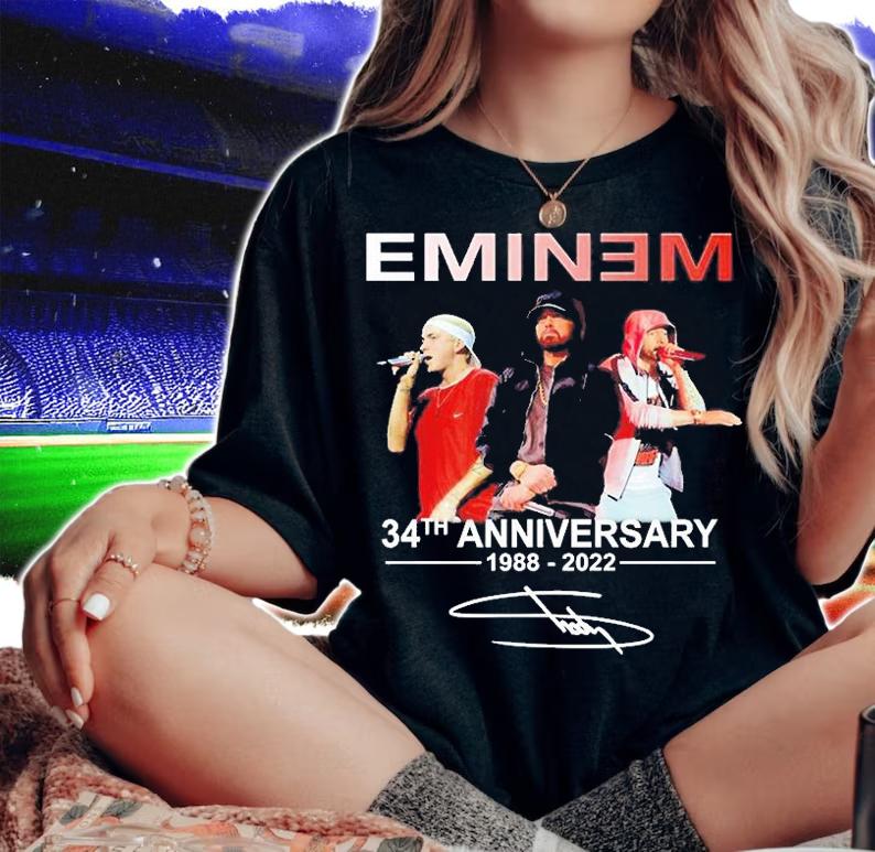 Eminem 34th Anniversary 1988 2022 Signature T-Shirt t-shirt