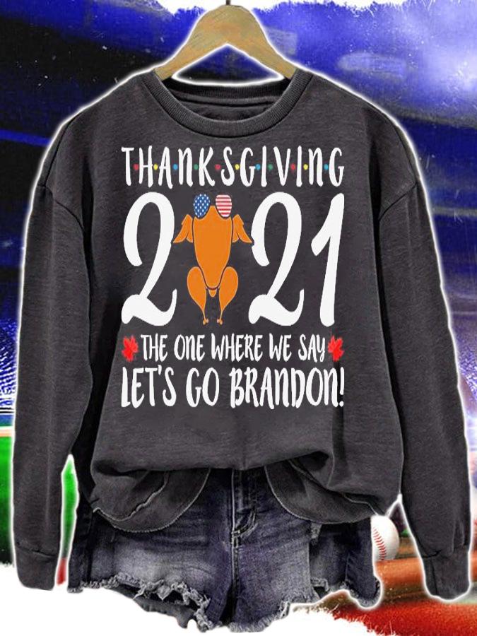 Thanksgiving 2021 The One Where We Say Let's go Brandon Turkey T-Shirt t-shirt sweatshirt