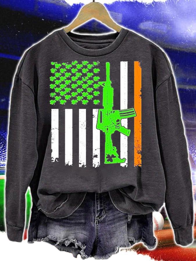 Irish American Flag Gun St Patricks Day T-Shirt t-shirt sweatshirt