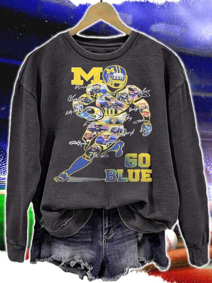 Michigan Wolverines Football Team Go Blue Signatures Shirt t-shirt sweatshirt