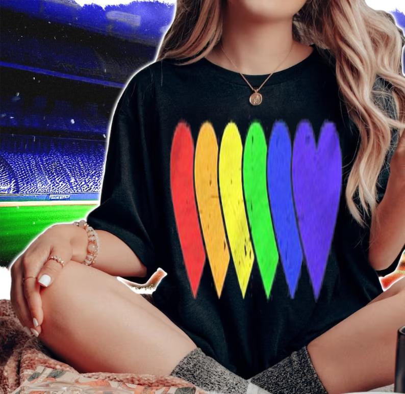 Gay Pride Rainbow Hearts Lesbians Equality Shirt t-shirt