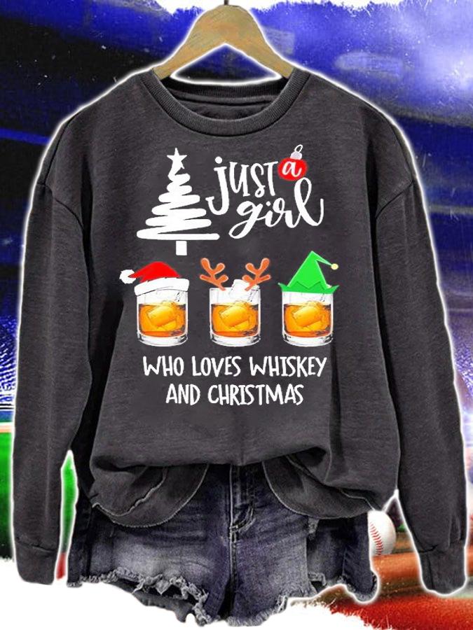 Just A Girl Who Loves Whiskey And Christmas T-Shirt t-shirt sweatshirt