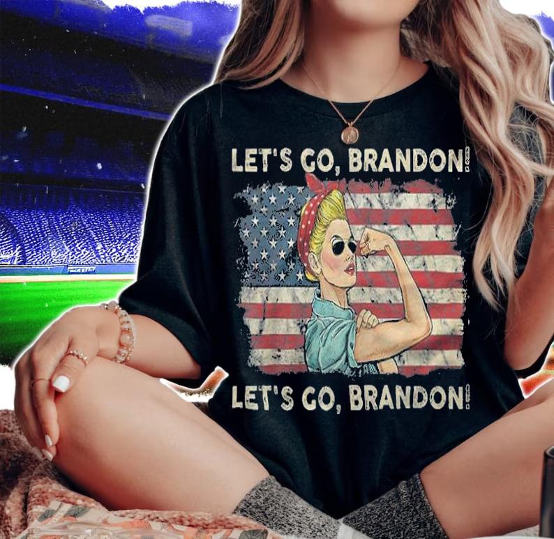New Design let's Go Brandon Messy Bun America Flag Vintage Retro Anti Biden T-Shirt t-shirt