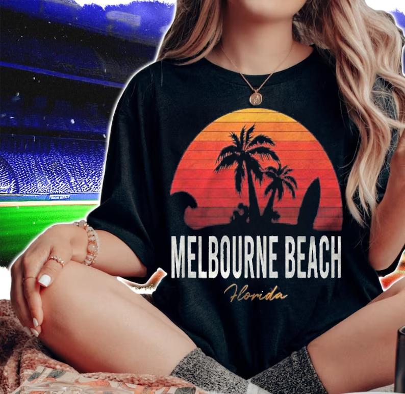 Melbourne Beach Florida Fl Palms Vacation Surf Sunset Shirt t-shirt woman shirt