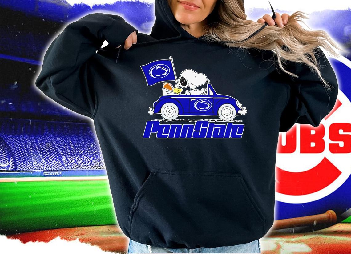 Snoopy And Woodstock Driving Car Penn State Nittany Lions Flag t-shirt