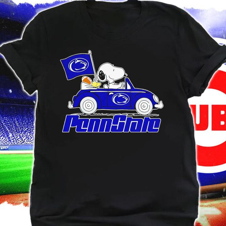 Snoopy And Woodstock Driving Car Penn State Nittany Lions Flag t-shirt