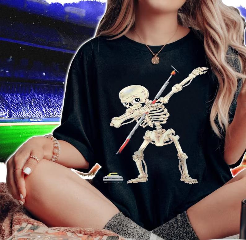 Halloween Skeleton Curling Dabbing Funny Gift Shirt