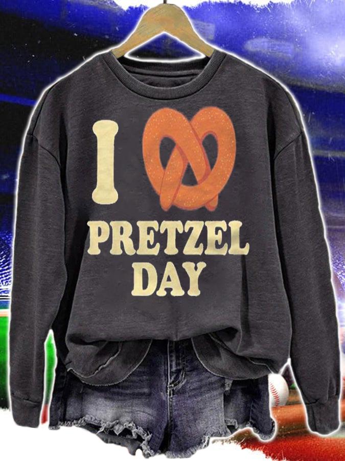 I Love Pretzel Day Funny Office Wear Funny Gifts Pullover Shirt