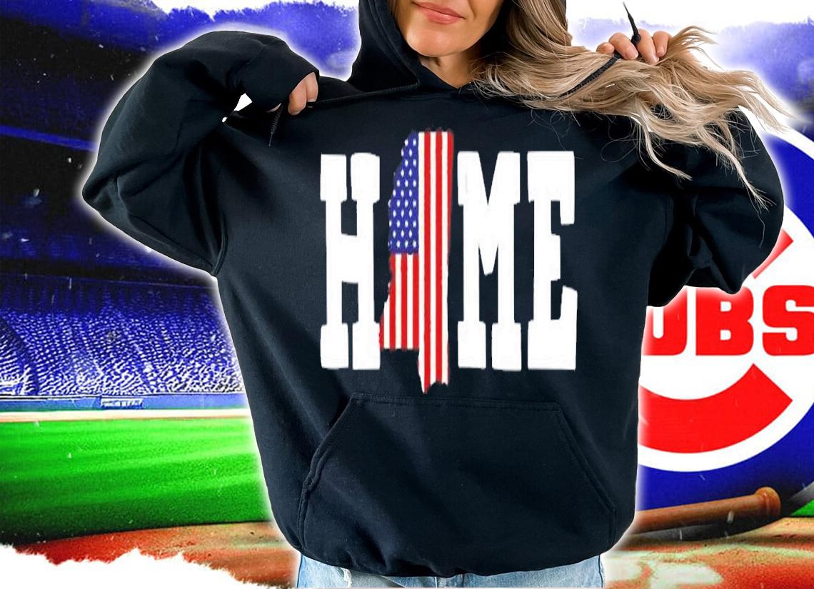 Mississippi American Flag Home State Shape Distressed Look T-Shirt hoodie