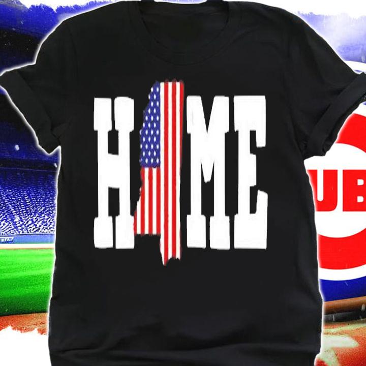 Mississippi American Flag Home State Shape Distressed Look T-Shirt shirt