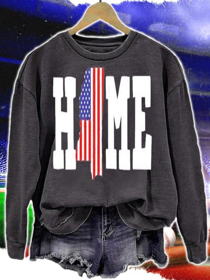 Mississippi American Flag Home State Shape Distressed Look T-Shirt sweatshirt