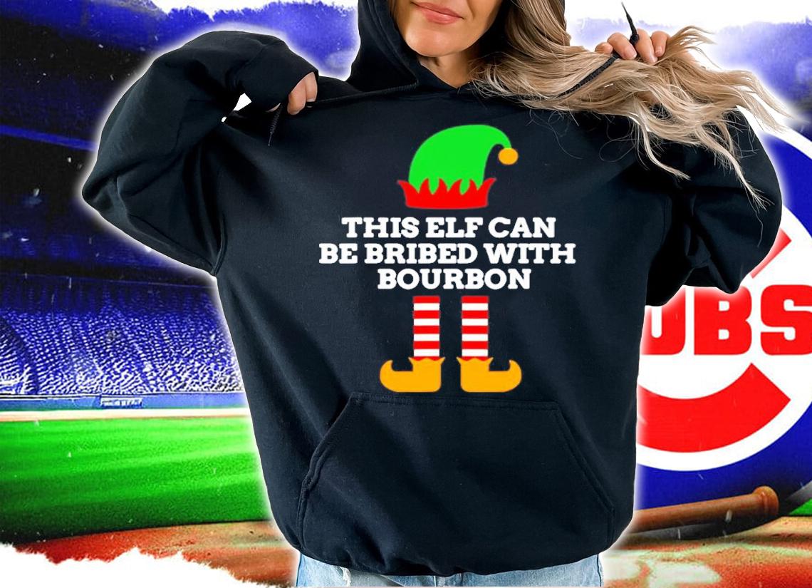 This Elf Can Be Bribed With Bourbon Christmas Santas Helper T-Shirt