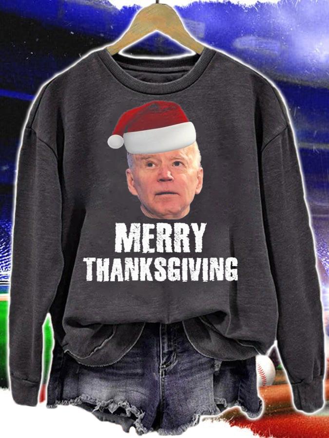 Funny Joe Biden Merry Thanksgiving Christmas Joke T-Shirt sweatshirt
