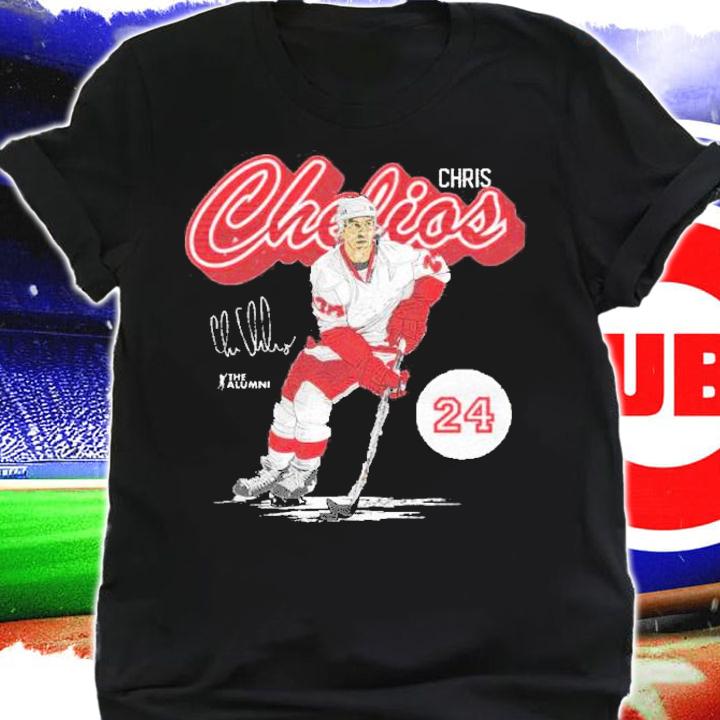Chris Chelios Detroit Retro Script Hockey Signatures Shirt