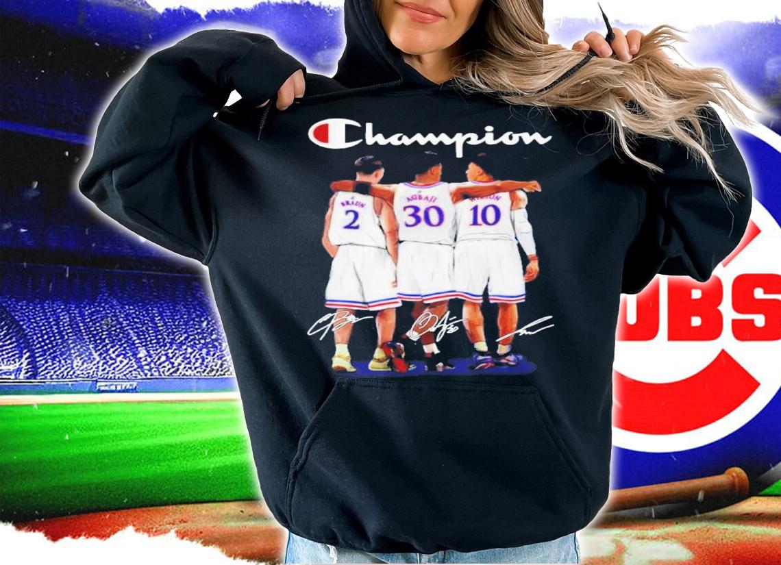 Kansas Jayhawks Champion Christian Braun Vs Ochai Agbaji And Jalen Wilson Signatures Shirt hoodie