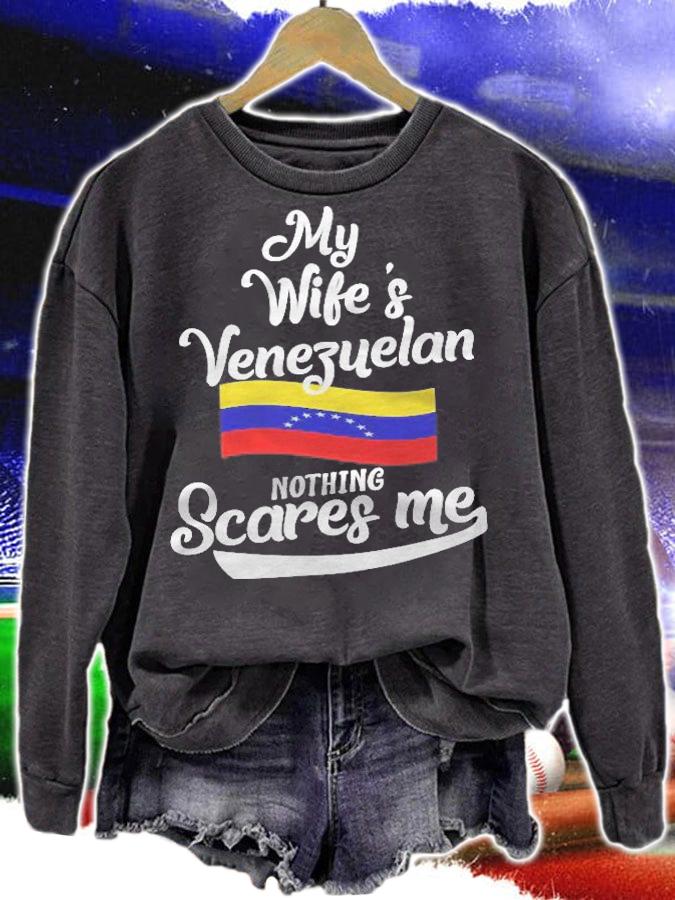 Mens Venezuelan Wife Venezuela Husband Nothing Scares Me Gift T-shirt