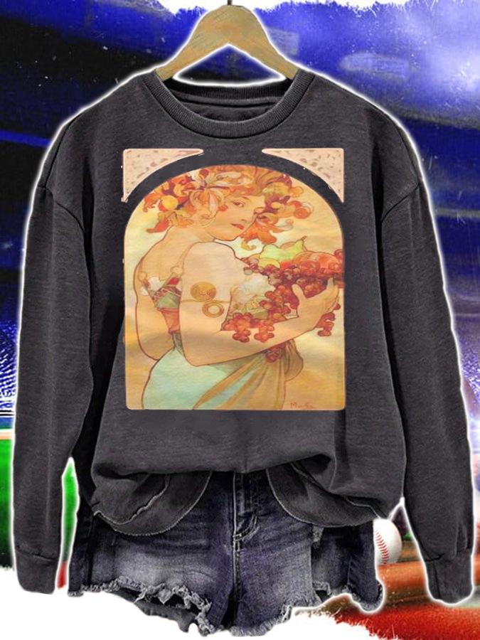 Nouveau Fruit Women Mucha Beautiful Elegant Art Deco Shirt sweatshirt