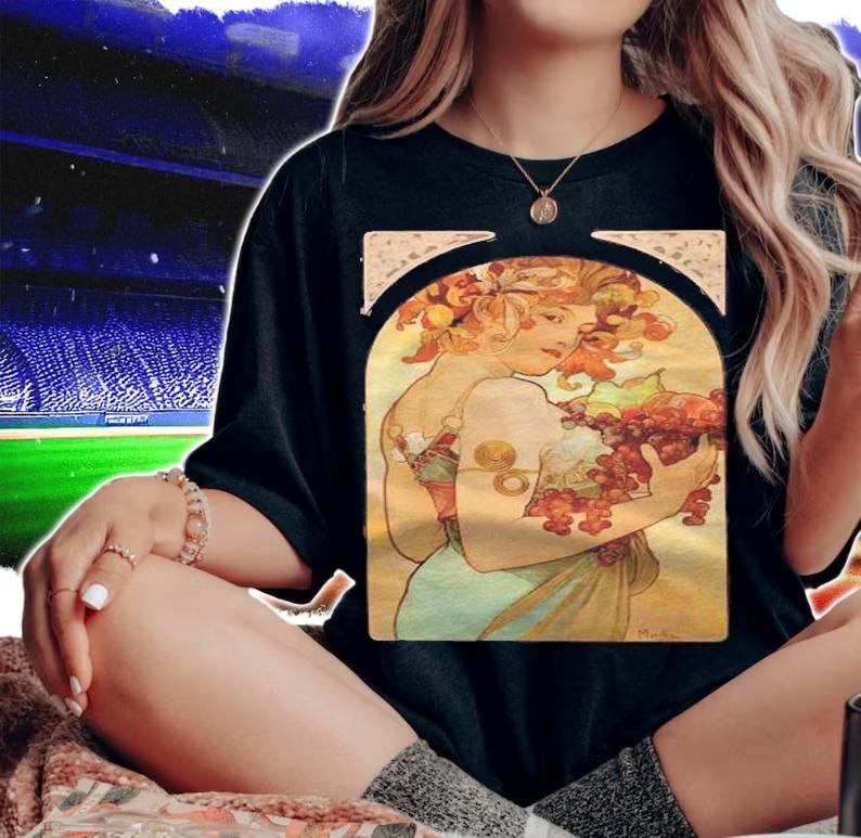 Nouveau Fruit Women Mucha Beautiful Elegant Art Deco Shirt woman shirt