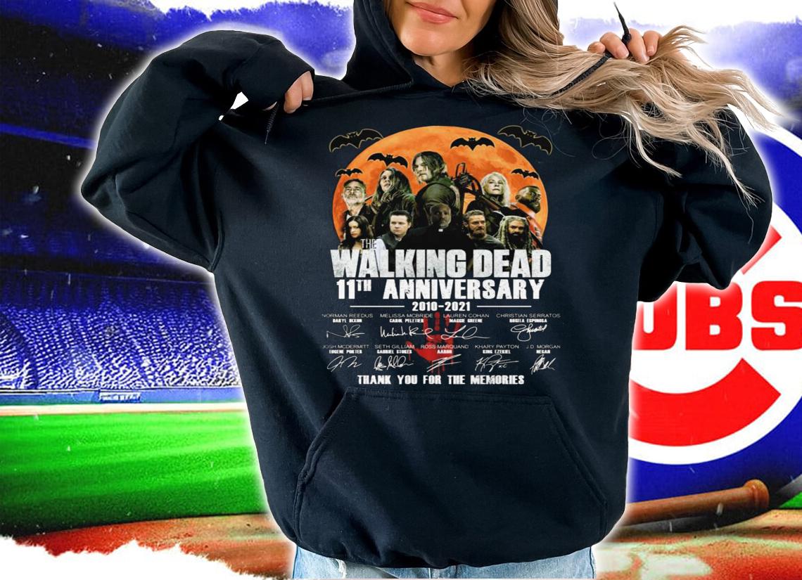 The Walking Dead 11th anniversary 2010 2021 signatures halloween t-shirt hoodie
