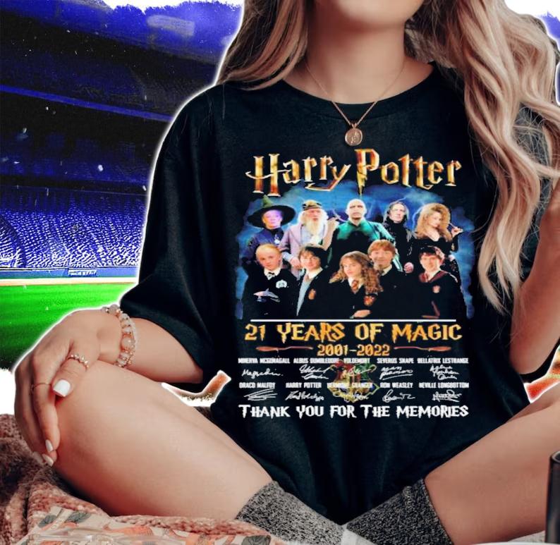 Harry Potter 21 Years Of Magic 2001-2022 Signatures Thank You For The Memories Shirt woman shirt