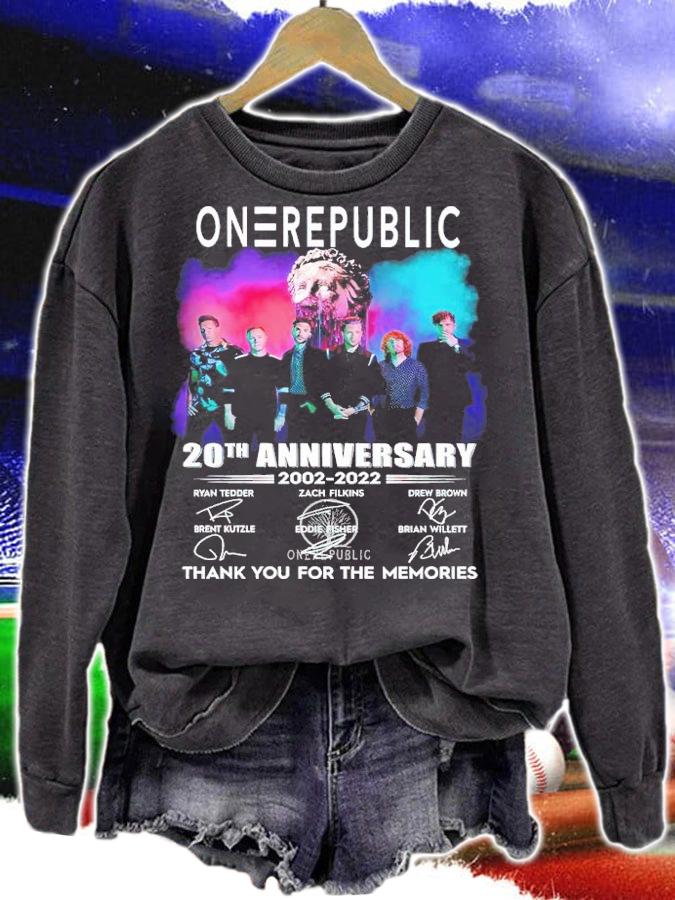 Onerepublic 20th Anniversary 2002-2022 Signatures Thank You For The Memories Shirt sweatshirt