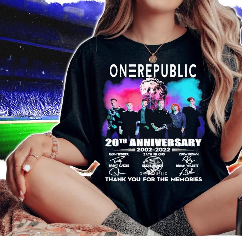 Onerepublic 20th Anniversary 2002-2022 Signatures Thank You For The Memories Shirt woman shirt