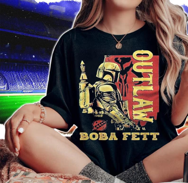Star Wars The Book of Boba Fett Galactic Outlaw poster T-shirt woman shirt