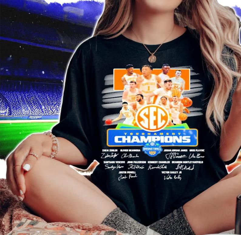 Tennessee Volunteers SEC Tournament Men's Basketball Champions 2022 Signatures Shirt woman shirt
